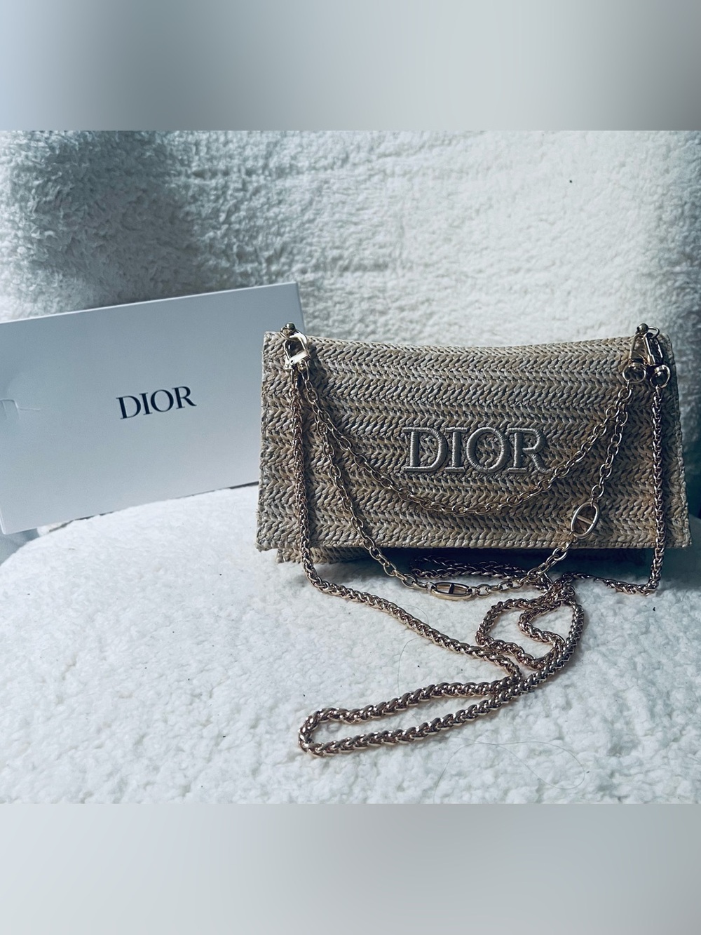 Dior Natural Raffia Upcycled Beauty to Crossbody with Removable Chain